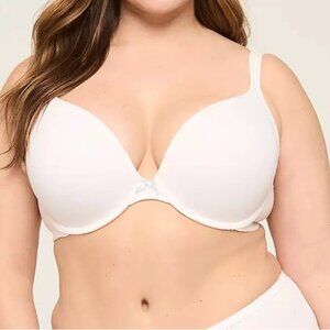 Cacique Cotton Boost Plunge Underwire Bra 38H White NWT